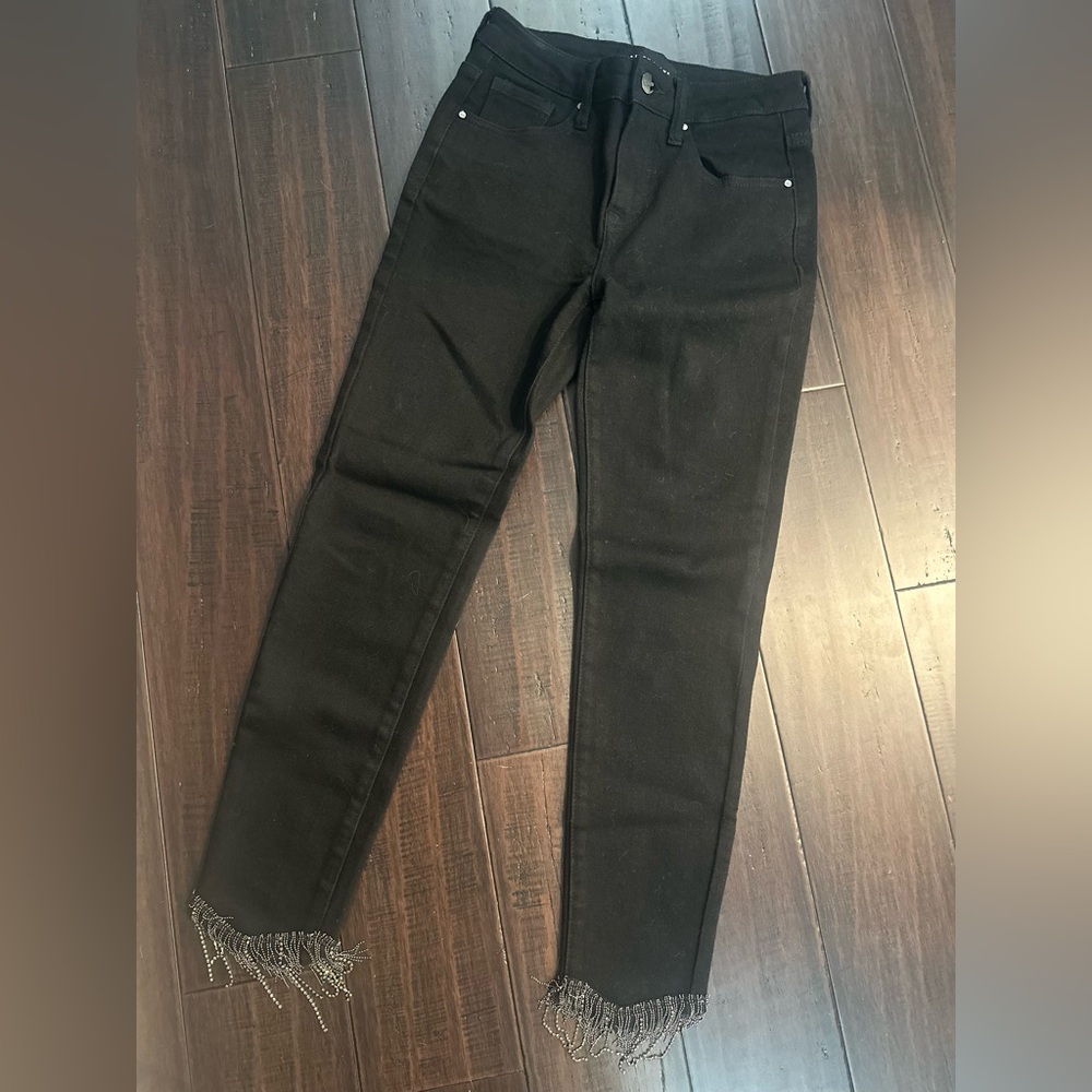 Black Fringed Women's Jeans